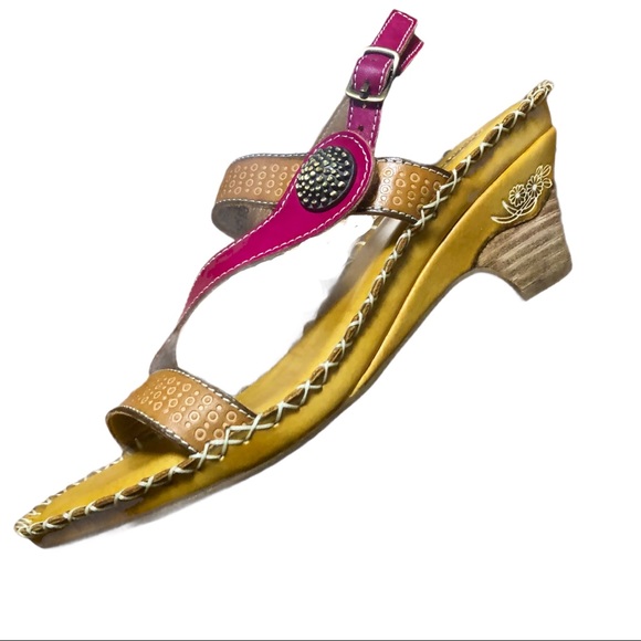 Spring Step Small Heel Sandals Leather Size 39 Pre-Loved - Picture 4 of 16